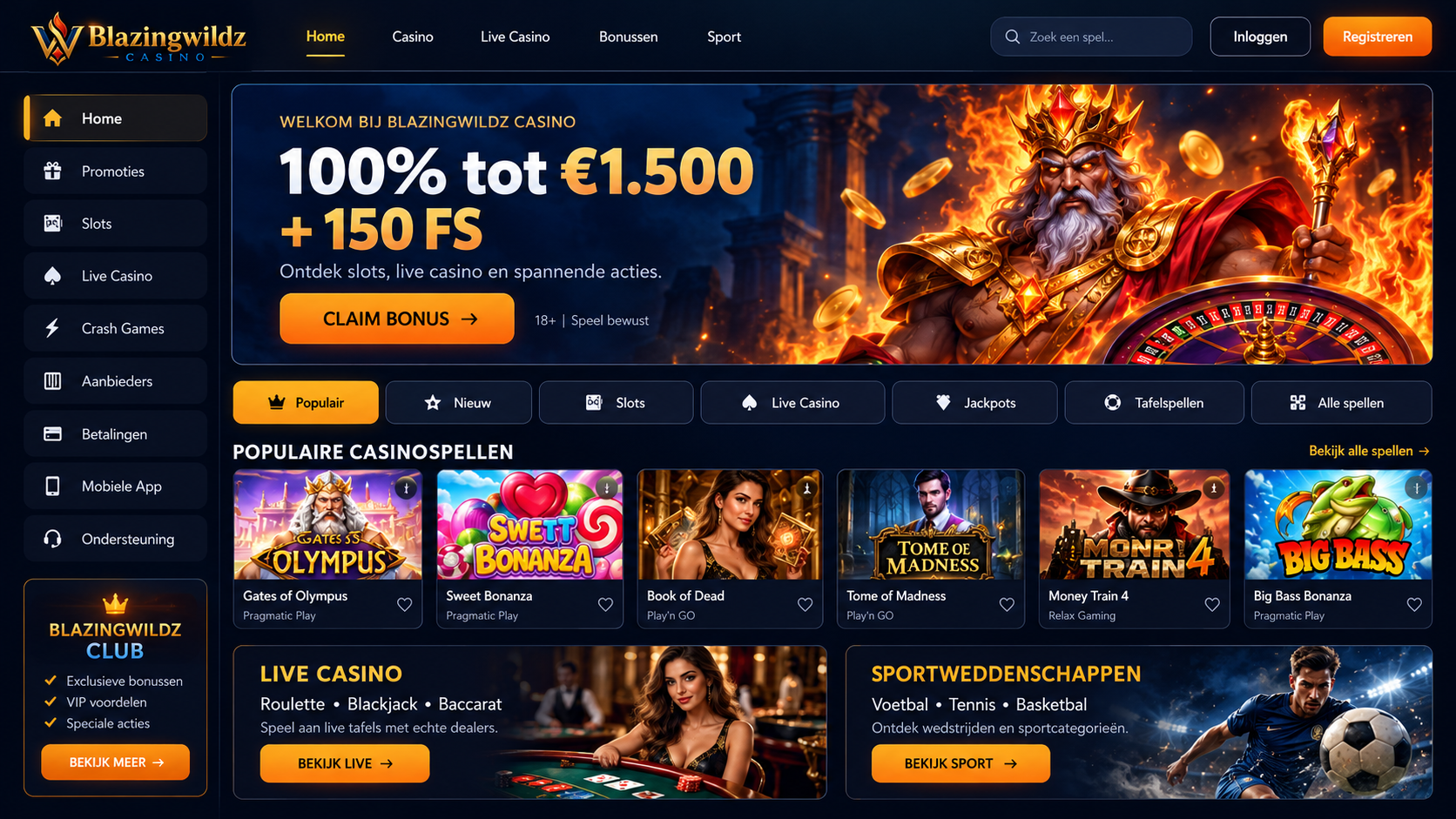 Blazingwildz Casino Nederland: Slots, Live Tafels en Betalen image 1