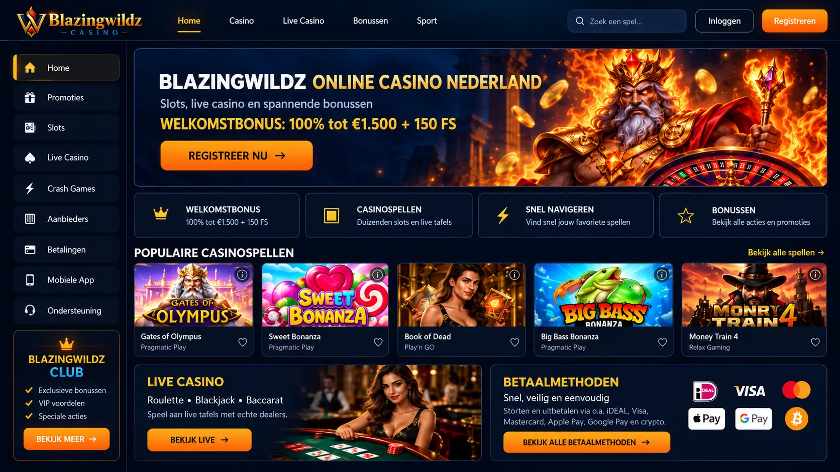 Blazingwildz Casino Nederland: Slots, Live Tafels en Betalen image 3